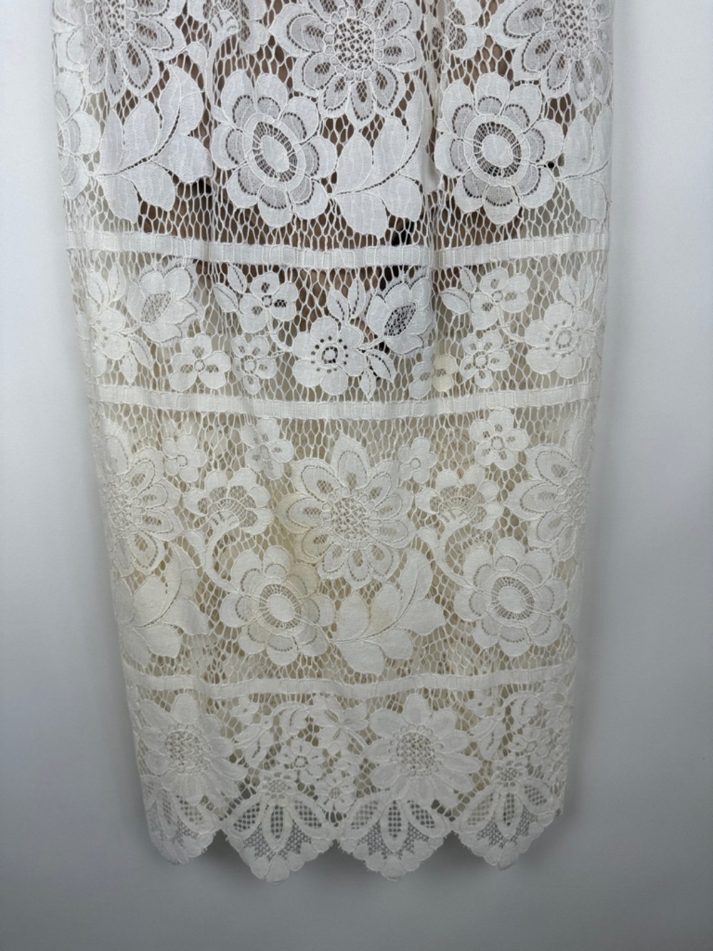 For Love & Lemons Gianna Midi Dress Bodycon White Lace Bodysuit Lined Size M - Picture 7 of 16